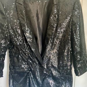 Sequined Black quarter sleeve Jacket GLAM 80s